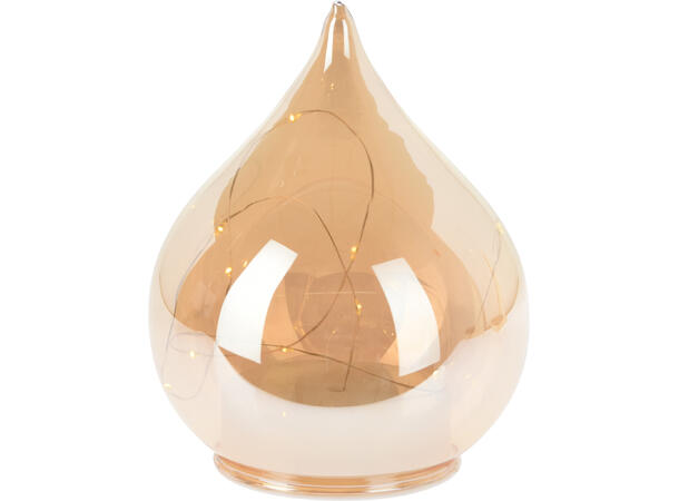 Dråpe 10 LED amber glass 12x15cm Batteri: 3x AA 