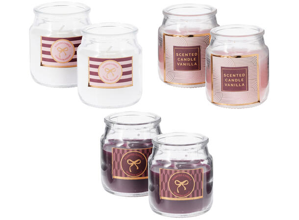 Duftlys Rose Burg 2 stk 13x6cm 3ass Burgunder rosa hvit Brenntid 16t 