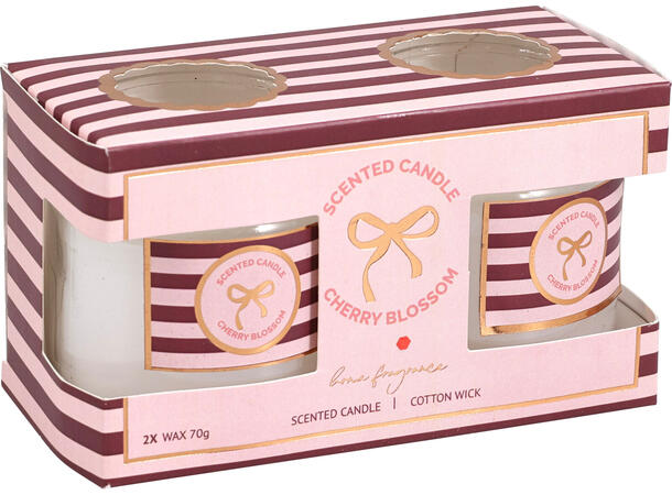 Duftlys Rose Burg 2 stk 13x6cm 3ass Burgunder rosa hvit Brenntid 16t 