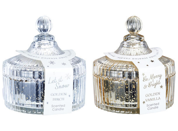 Duftlys glass m/lokk Sølv Gull 2ass 10,5x12,5cm 