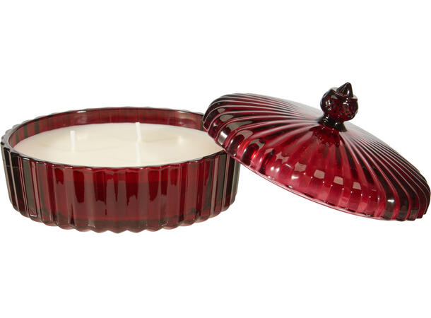 Duftlys glasskål m/lokk 13,5x8,5cm 2ass Rød Rosa 