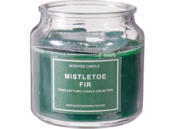 Duftlys i glasskrukke 10x10cm 3ass Rød Grønn Hvit Brenntid: 65t 