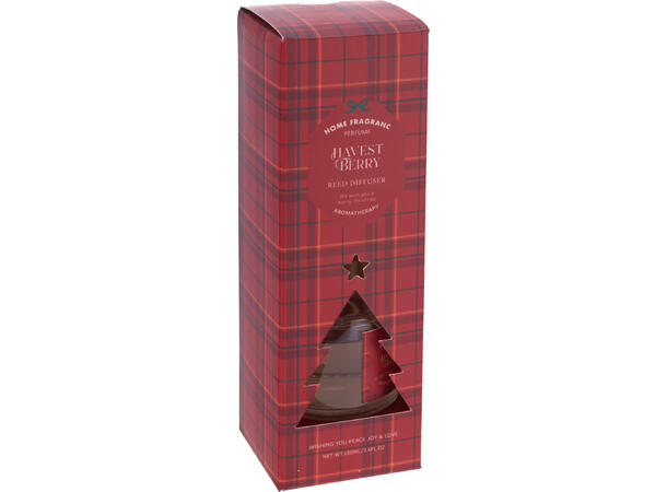 Duftolje 100ml juletre rutet 7x7,5cm 2as Rød Grønn Duft: Høstbær Skog 