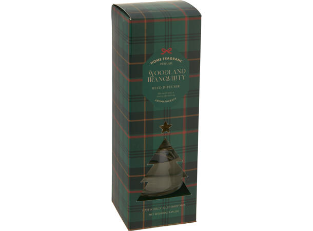 Duftolje 100ml juletre rutet 7x7,5cm 2as Rød Grønn Duft: Høstbær Skog 