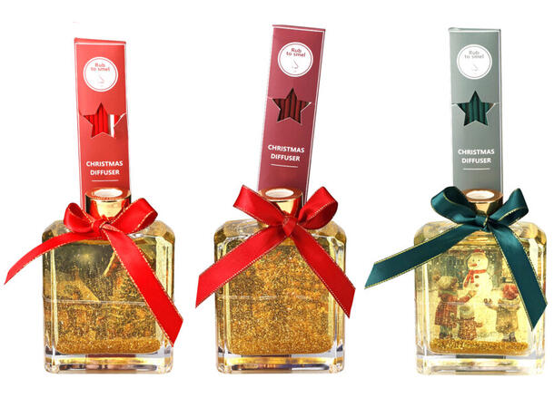 Duftolje 200ml julemotiv m/glitter 3ass Rød Burgunder Grønn 