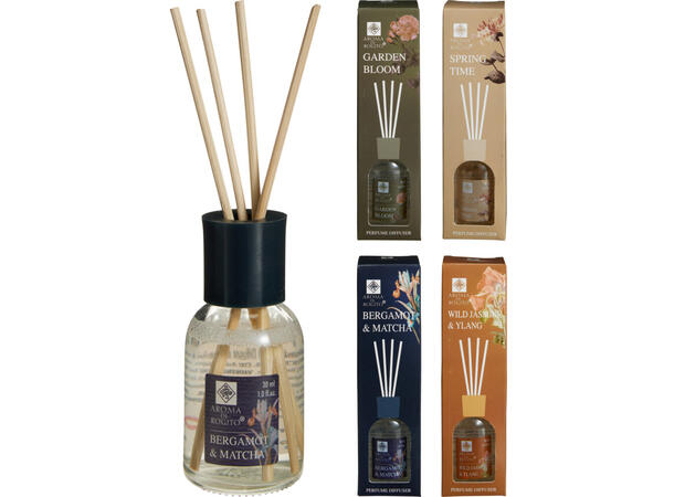 Duftolje luftfrisker 30ml 4 pinner 4ass Display 12stk Jasmin Bergamot Vår Hage 