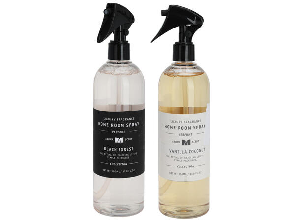 Duftspray Romspray 500ml h:19,5cm 2ass Vanilje kokos, Black Forest 