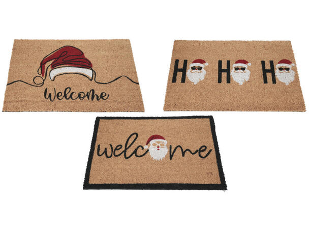 Dørmatte kokos Jul Welcome 40x60cm 3ass Forpakning: 12stk Vekt:1300gram 