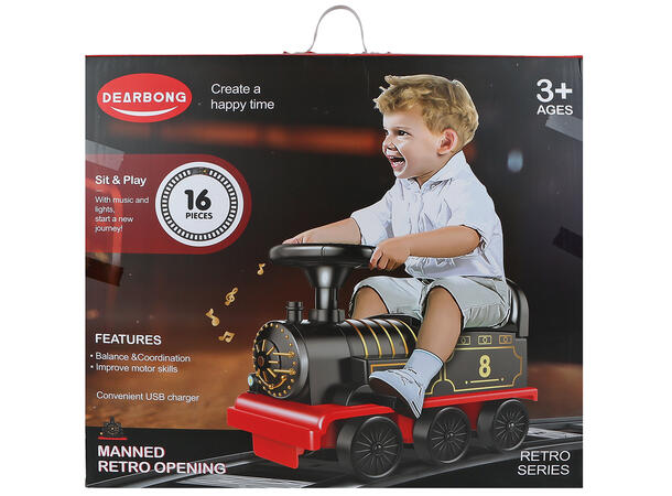 Elektrisk lokomotiv tog 50cm lys,musikk Bane dia: 220cm 16 deler 