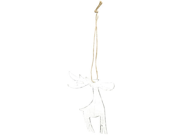 Elg henge hvit metall 7,6x0,1x11,8cm 