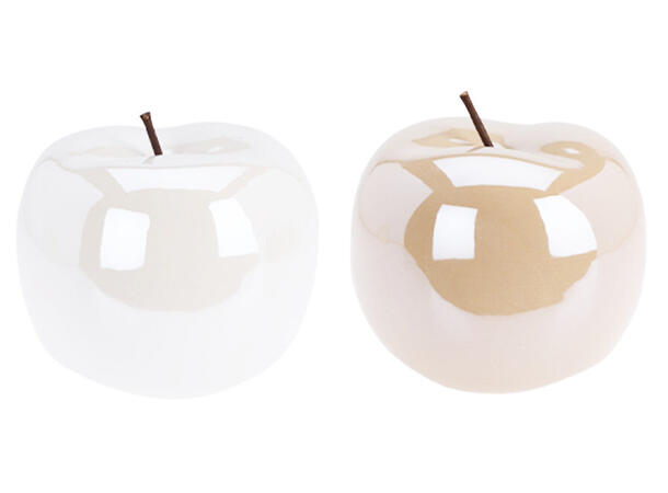 Eple keramikk hvit/beige 14,5x14cm 2ass 