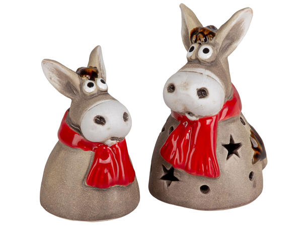 Esel m/skjerf grå keramikk 9cm 