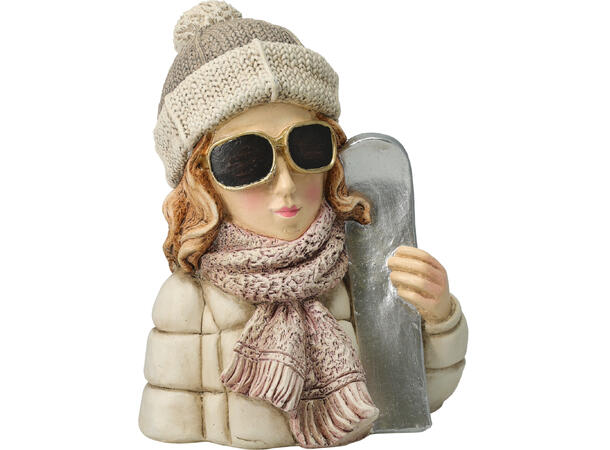 Figur jente vinterklær 12x11x20cm 2ass 