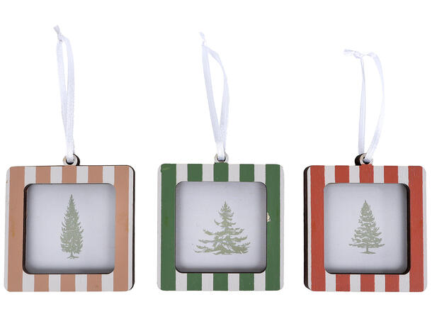 Fotoramme Jul krem/brun tre 9x9cm 3ass 