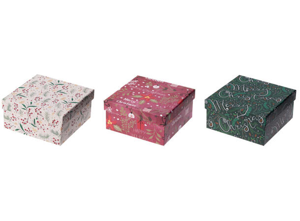 Gaveeske Merry rød,grønn,hvit 14,5x7cm Display med 9stk Vekt:100gram pr stk 