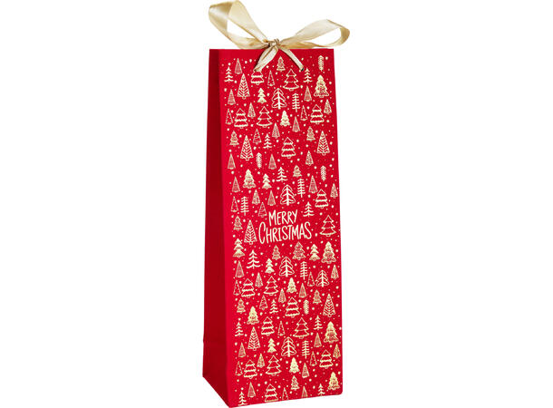 Gavepose flaske rød fløyel 13x35cm 3ass 