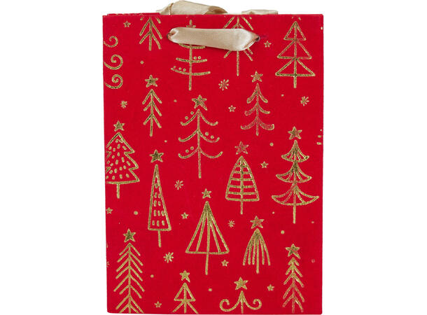 Gavepose flaske rød fløyel 13x35cm 3ass 