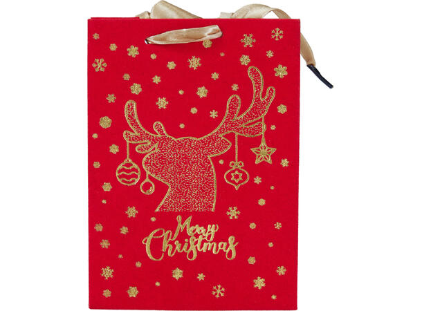 Gavepose flaske rød fløyel 13x35cm 3ass 