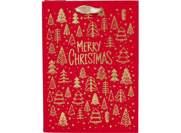 Gavepose flaske rød fløyel 13x35cm 3ass 