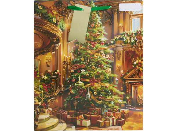 Gavepose julemotiv ruter 32x26x10cm 4ass 