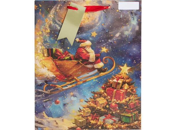 Gavepose julemotiv ruter 32x26x10cm 4ass 