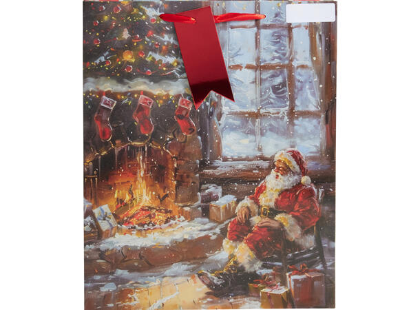 Gavepose julemotiv ruter 32x26x10cm 4ass 