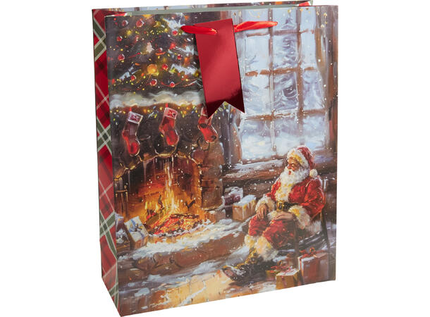 Gavepose julemotiv ruter 32x26x10cm 4ass 