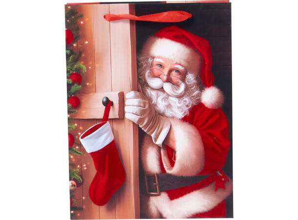 Gavepose nisse 18x8x24cm 2ass Fløyelsfinish 