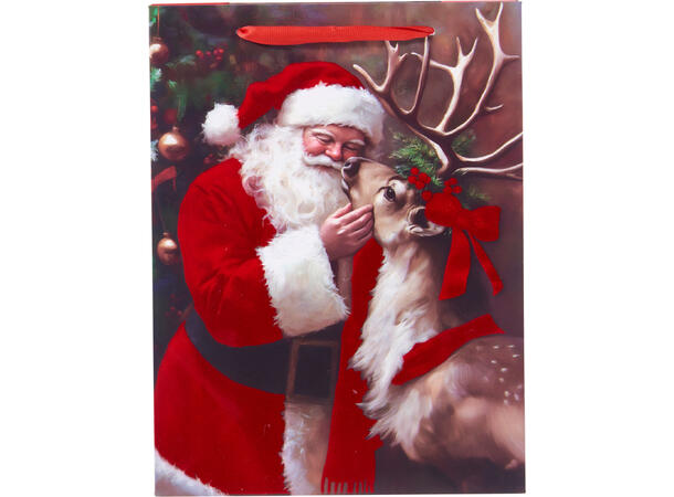 Gavepose nisse 18x8x24cm 2ass Fløyelsfinish 