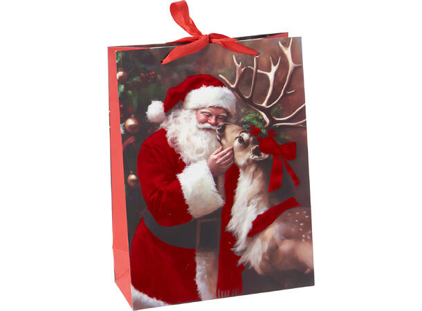 Gavepose nisse 18x8x24cm 2ass Forpk 24stk Fløyelsfinish 