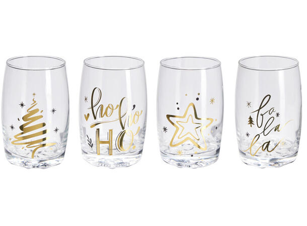 Glass Julemotiv 300ml 10,5cm 2stk 2ass Forpk 2pk Glass  Vekt 180g pr stk 