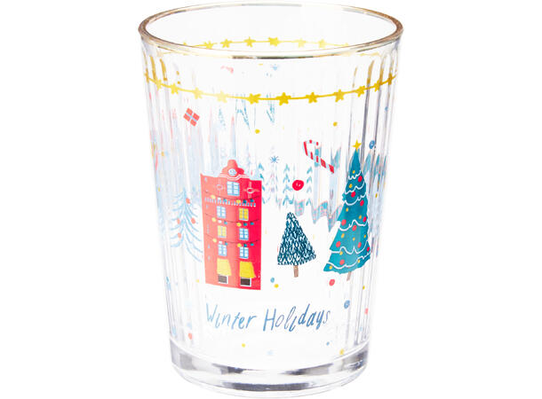 Glass Julenatt/tekst 9x12cm 500ml 4ass Forpakn. 4stk 
