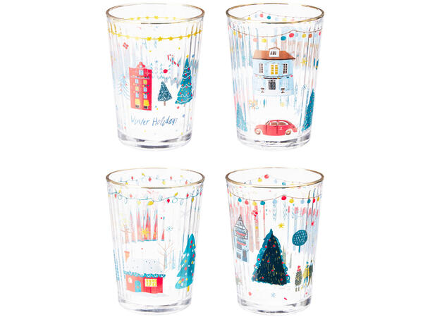 Glass Julenatt/tekst 9x12cm 500ml 4ass 