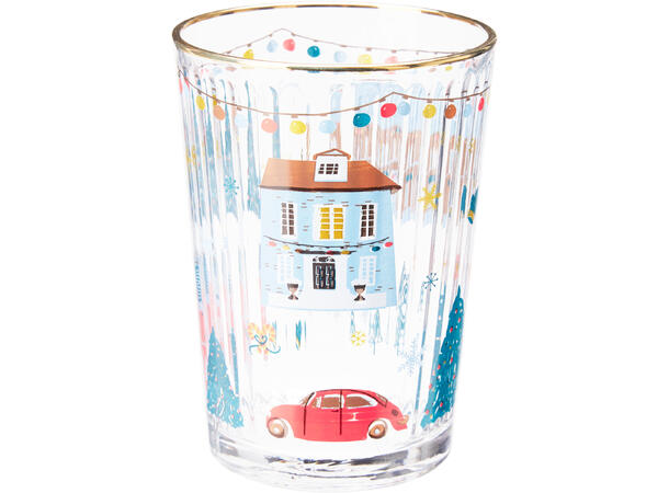 Glass Julenatt/tekst 9x12cm 500ml 4ass 