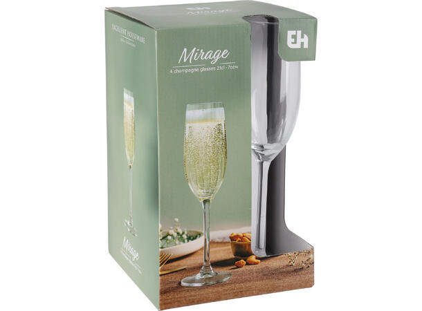Glass stripet champagne 5x23cm 500ml s/4 