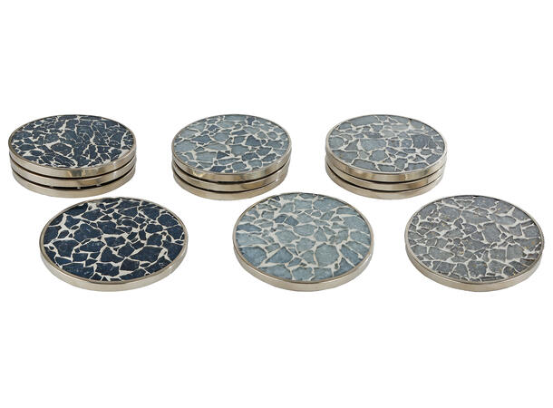 Glassbrikke mosaikk 3ass farger 10cm 4st Mangotre m/metallkant 