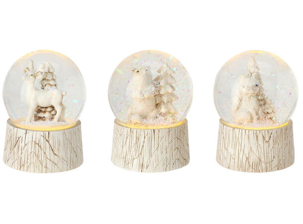 Glasskule LED dyr antikk hvit h:8,5cm 3a Display 12stk 2xLR44 inkl Vekt: 240g 