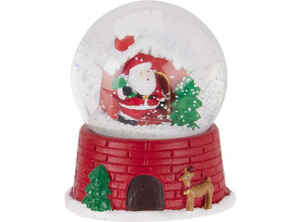 Glasskule m/snø h:12cm nisse 4ass Display med 12 stk assortert 