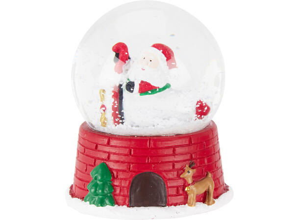 Glasskule m/snø h:12cm nisse 4ass Display med 12 stk assortert 