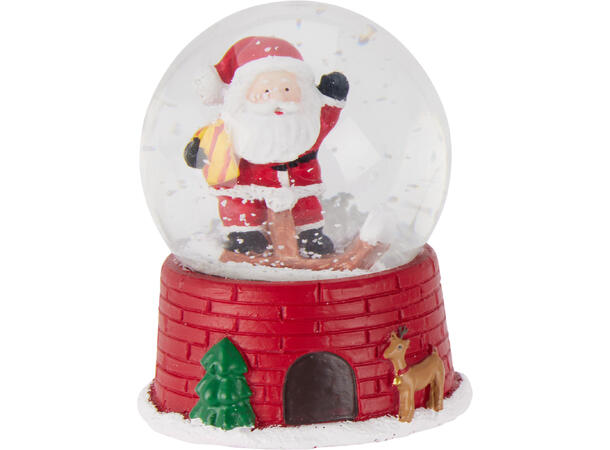 Glasskule m/snø h:12cm nisse 4ass Display med 12 stk assortert 