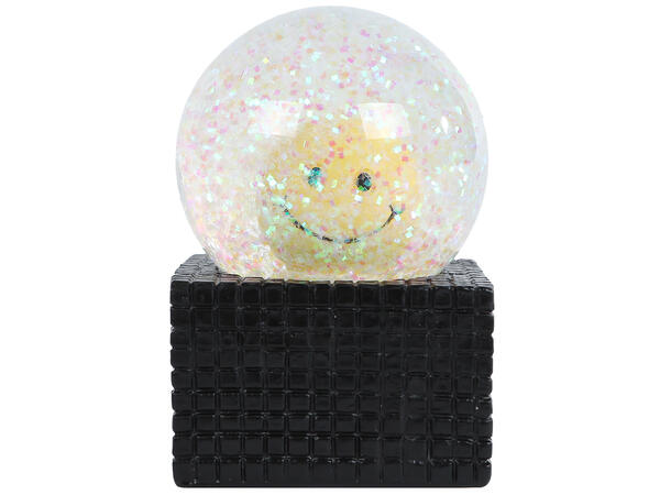 Glasskule smilefjes gule 5x6,5cm 4ass 