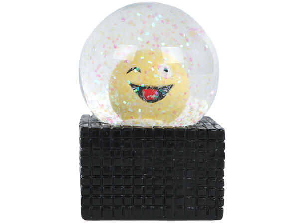 Glasskule smilefjes gule 5x6,5cm 4ass 