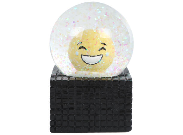 Glasskule smilefjes gule 5x6,5cm 4ass 