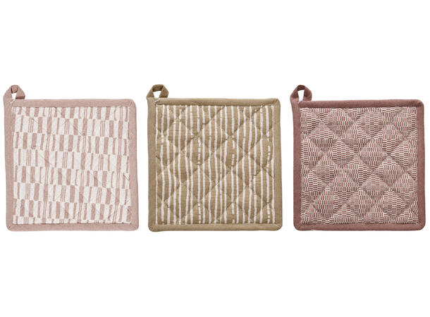 Gryteklut mønstret bomull 20x20cm 3ass 