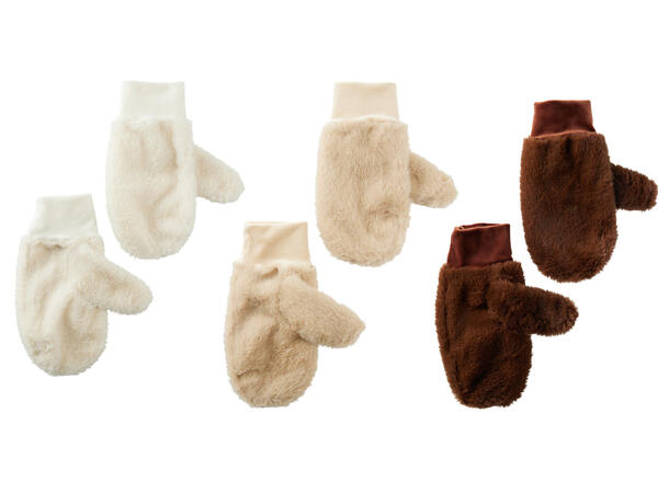 Hansker teddy taupe/brun 22cm 3ass Forpk 12stk 100 % polyester 