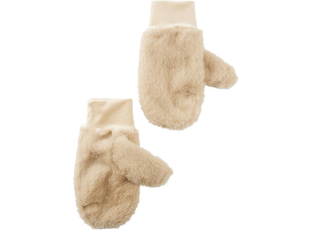 Hansker teddy taupe/brun 22cm 3ass Forpk 12stk 100 % polyester 