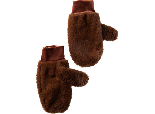 Hansker teddy taupe/brun 22cm 3ass Forpk 12stk 100 % polyester 