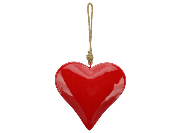 Hjerte rødt metall m/tau 6,5cm Forpk 24stk 