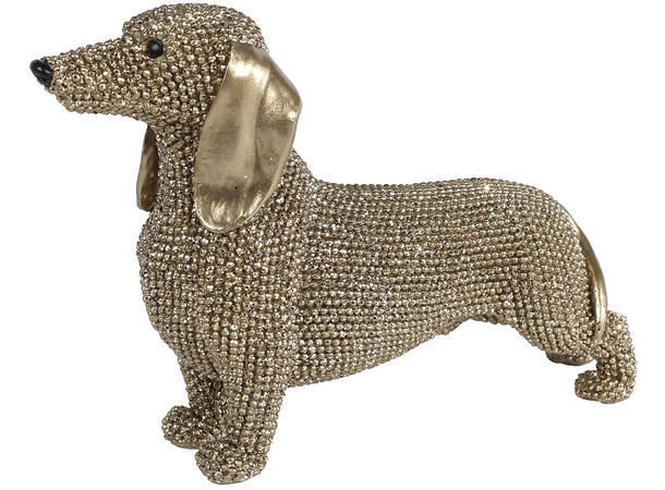 Hund dachs glitter gull 18,5x6x12cm Forpk 8stk Polyresin 