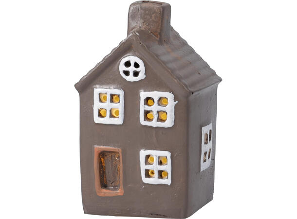 Hus LED 6,5x6cm polyresin 4ass Display 12stk 